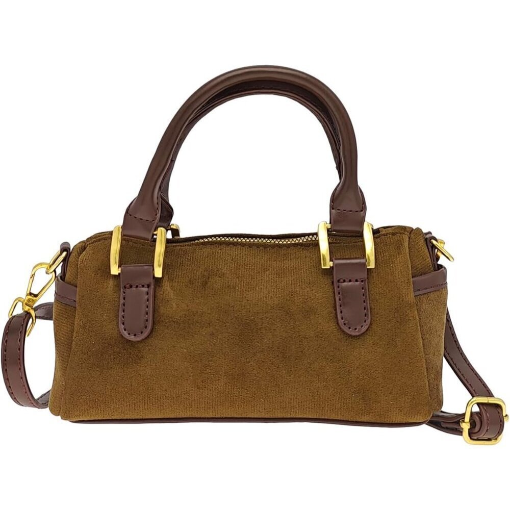 Women's Suede Retro Crossbody Handbag Small Zipper Elegant Versatile